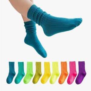 9 Pairs of Kids Ribbed Crew Socks in - Soft Everyday Comfort